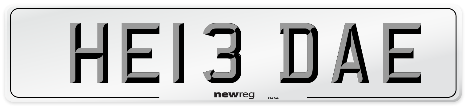 HE13 DAE Number Plate from New Reg